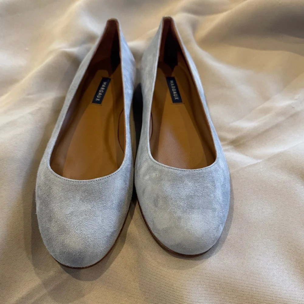 Margaux Light Gray Suede Flats - Picture 2 of 10